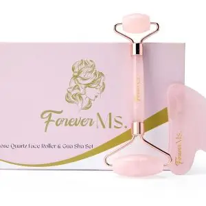 Gua Sha + Rose Quartz Roller Set